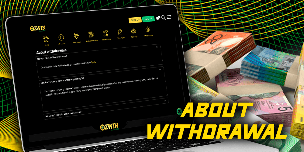 About Withdrawal methods at Ozwin Casino