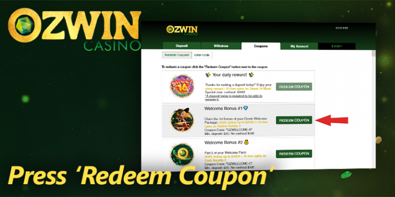ozwin casino bonus codes