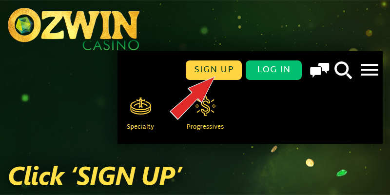 Click 'Sign up' button at Ozwin casino and create a personal account