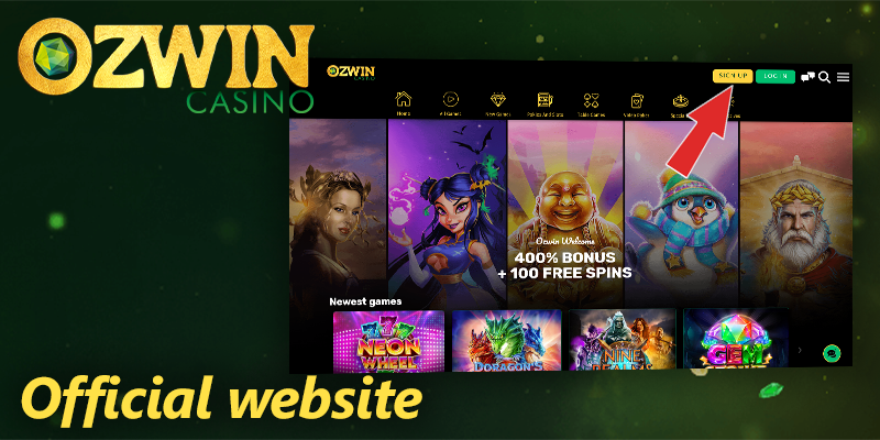 Click 'Sign up' button at official Ozwin casino and create a personal account