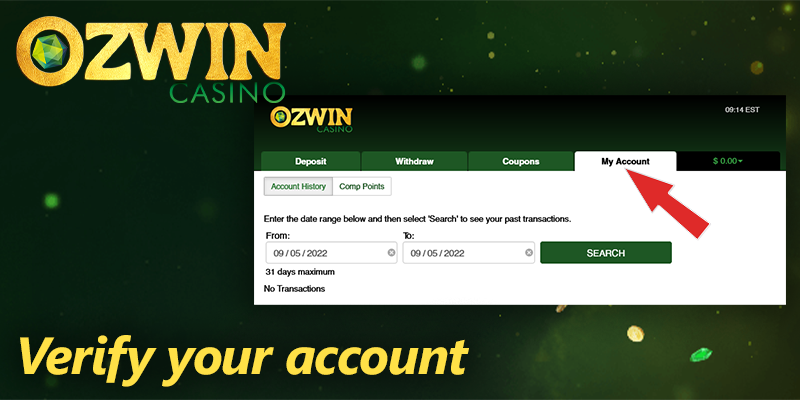 Verify your account at Ozwin casino